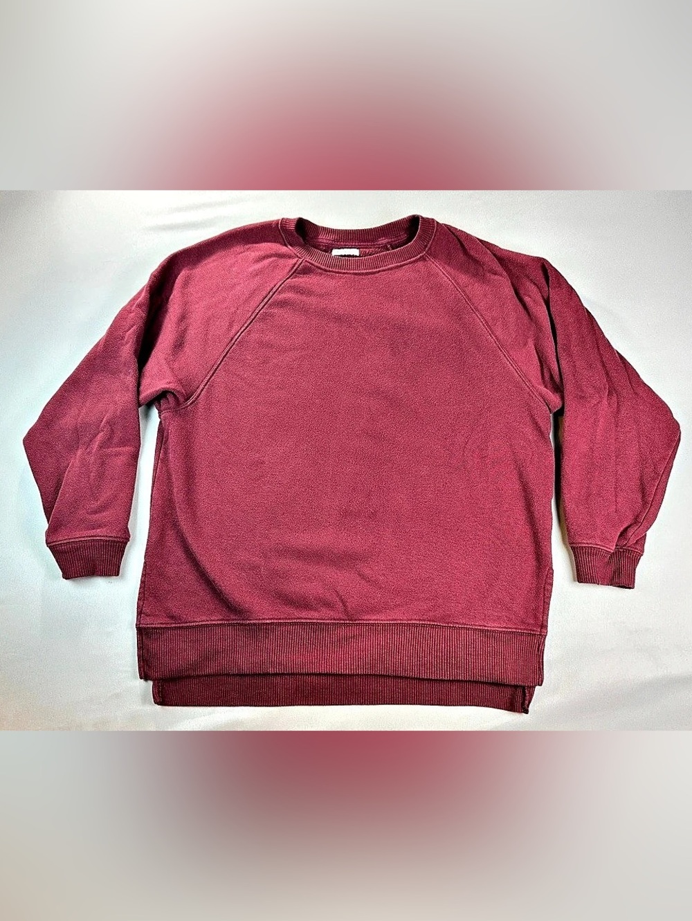 American Eagle Jegging Fit Fleece Crewneck Sweatshirt Soft Burgundy Size XS